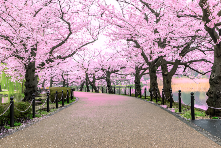 Flowering cherry tree in full bloom during spring