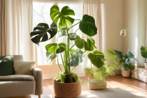 Large indoor Monstera plant